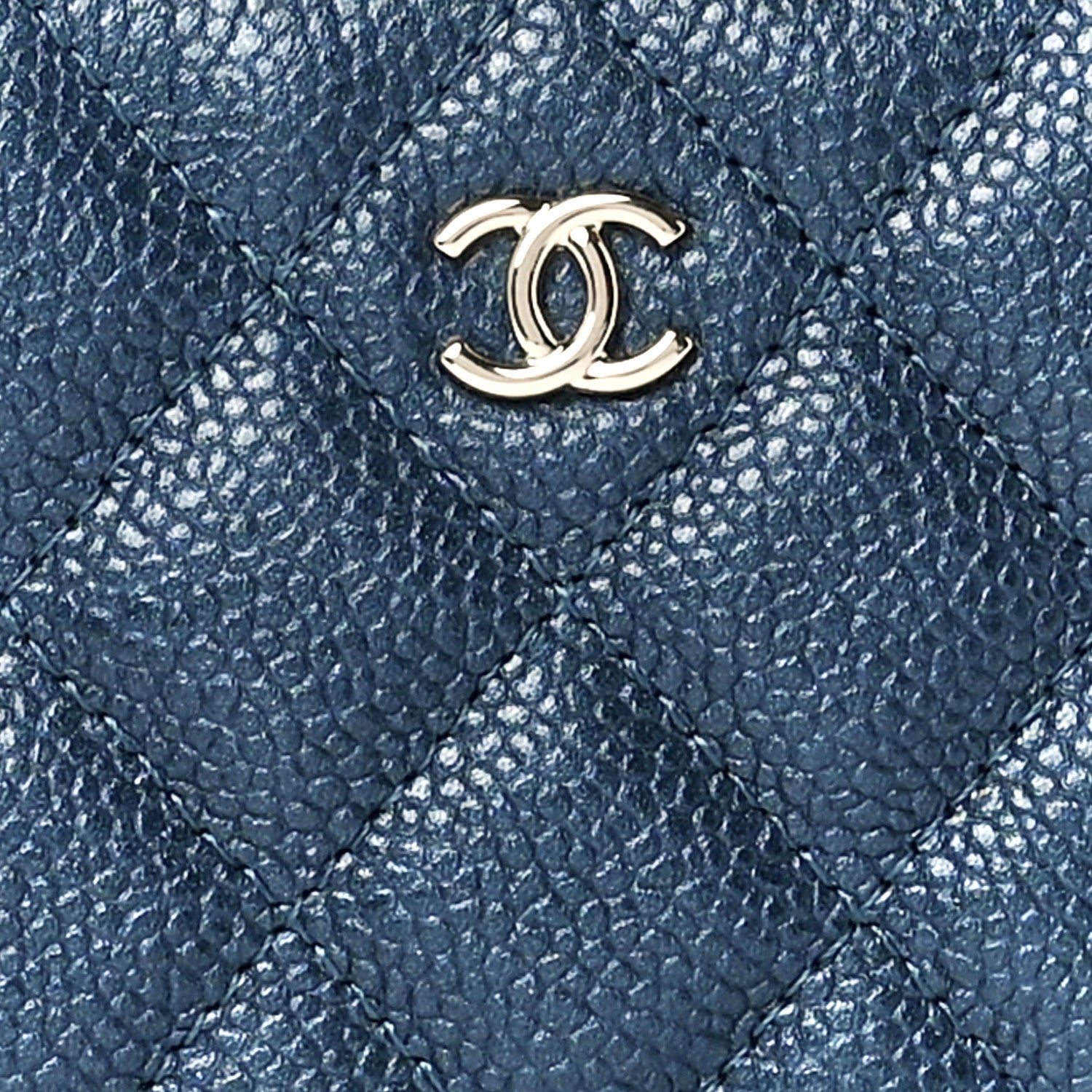 Chanel Caviar Quilted Small Cosmetic Case Dark Blue 8 of 12