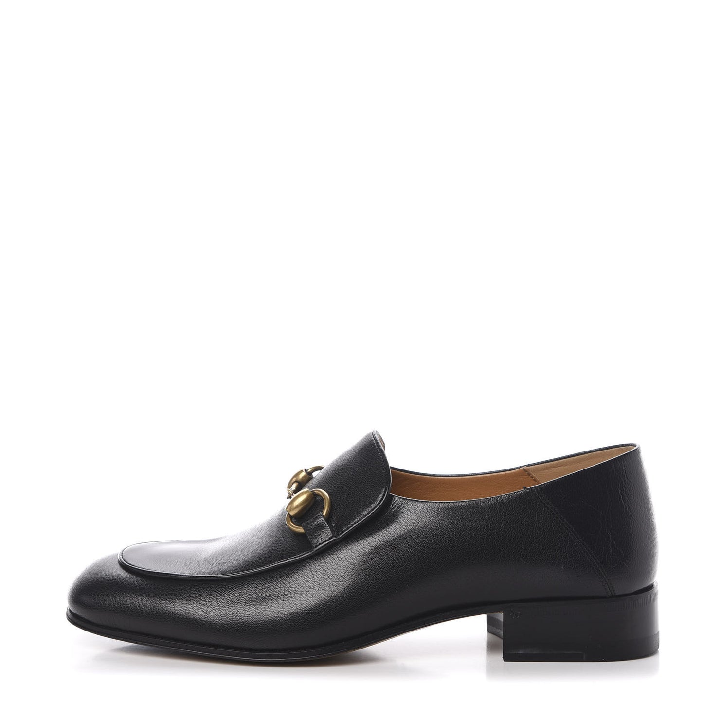 Goatskin Womens Horsebit Mid-Heel Loafers 37.5 Black
