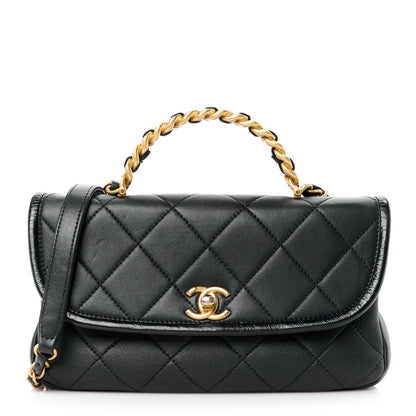 Chanel Lambskin Quilted Small La Parisienne Top Handle Flap Black 1 of 11