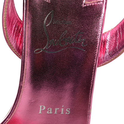 Christian Louboutin Metallic Calfskin O Marylin Slingback Sandal Heels 38 Pink 7 of 11