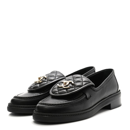 Chanel Lambskin Quilted CC Turnlock Loafers 36 Black 3 of 9