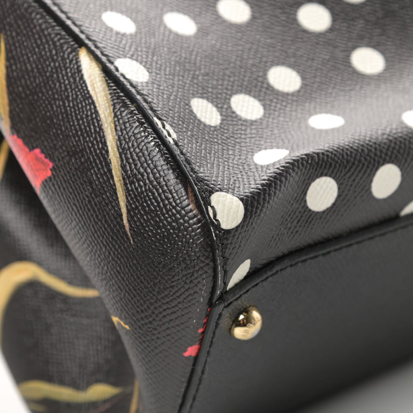 Dauphine Polka Dot Floral Print Medium Miss Sicily Satchel Black