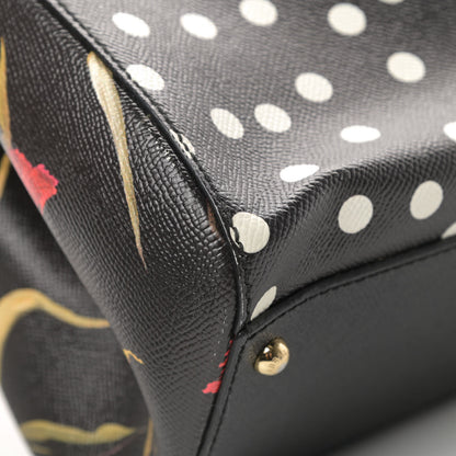 Dolce & Gabbana Dauphine Polka Dot Floral Print Medium Miss Sicily Satchel Black 12 of 13