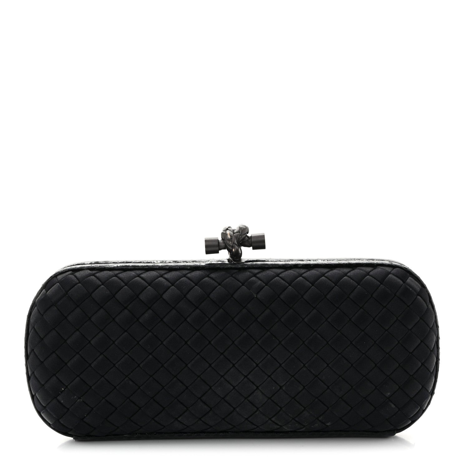 Bottega Veneta Satin Ayers Intreccio Impero Stretch Knot Clutch Black 1 of 10