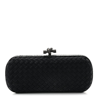 Bottega Veneta Satin Ayers Intreccio Impero Stretch Knot Clutch Black 1 of 10