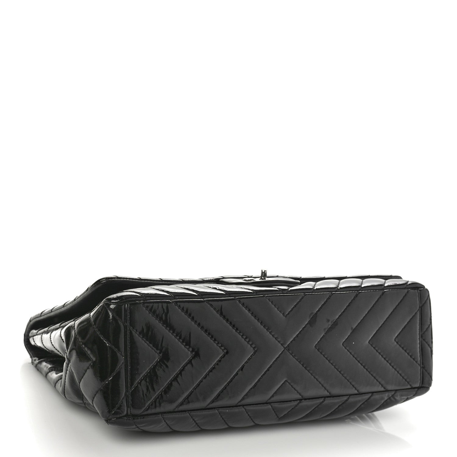 Chanel Patent Chevron Quilted Maxi Single Flap Black 4 of 13