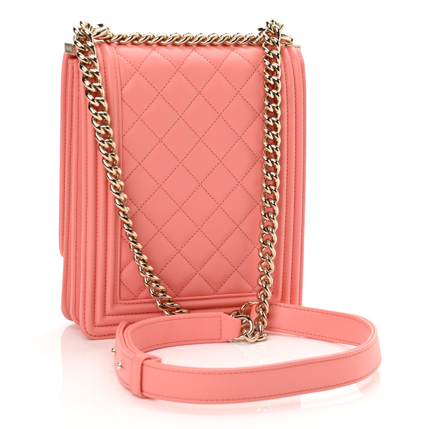 Chanel Lambskin Quilted North South Boy Flap Pink 3 of 10