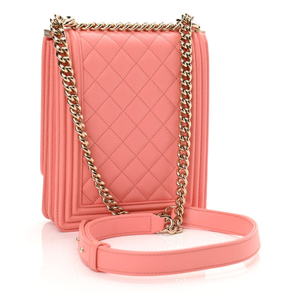 Chanel Lambskin Quilted North South Boy Flap Pink 3 of 10