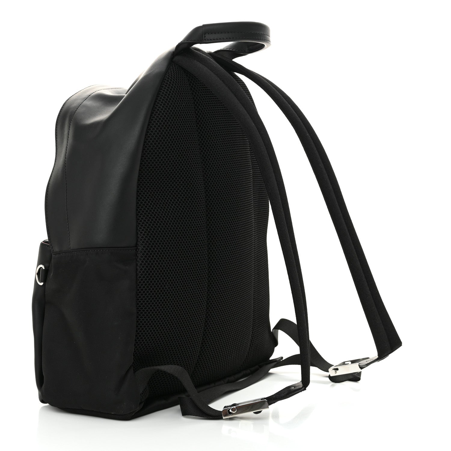 Fendi Nylon Vitello Liberty Vitello Dolce Monster Eyes Rounded Backpack Black Sunflower 3 of 11