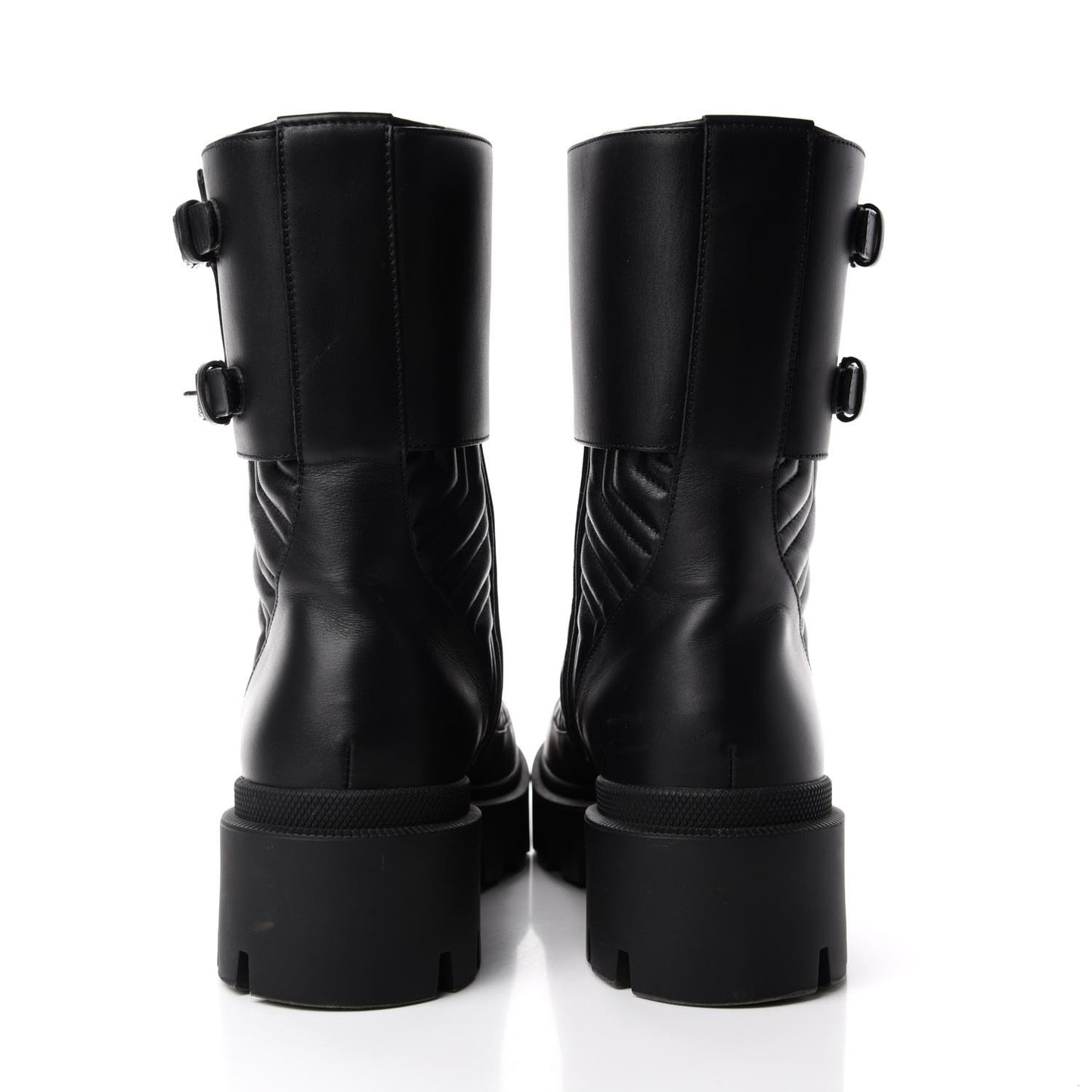 Nappa Frances GG Matelasse Platform Combat Boots 42 Black