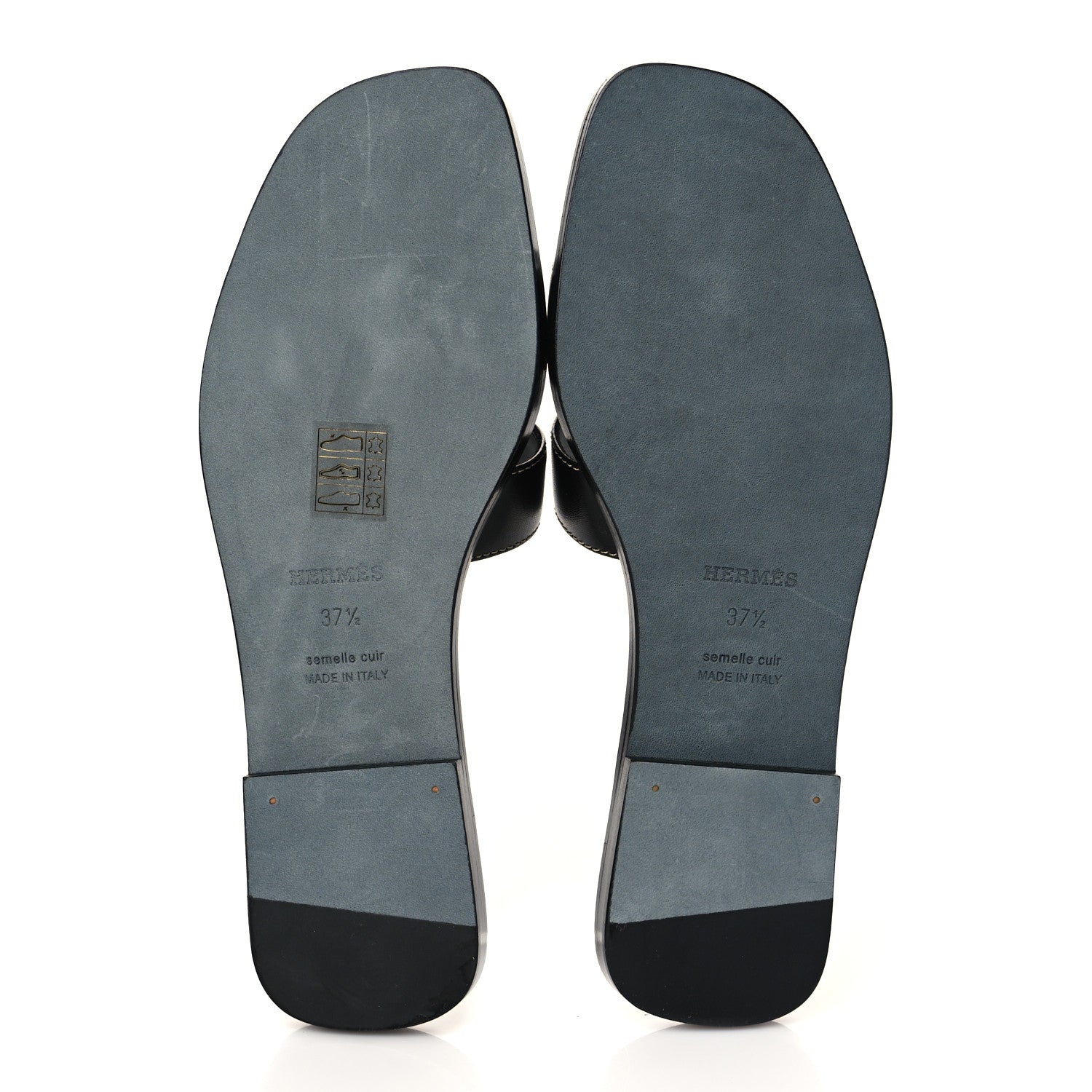 Hermes Box Calfskin Oran Sandals 37.5 Black 6 of 9