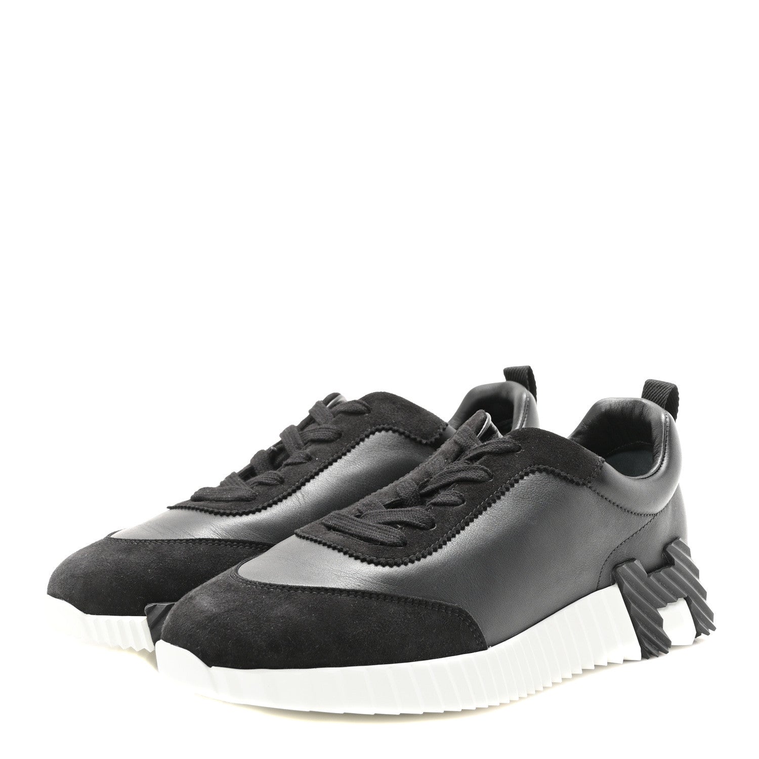 Hermes Goatskin Suede Goatskin Bouncing Sneakers 39.5 Black 4 of 8