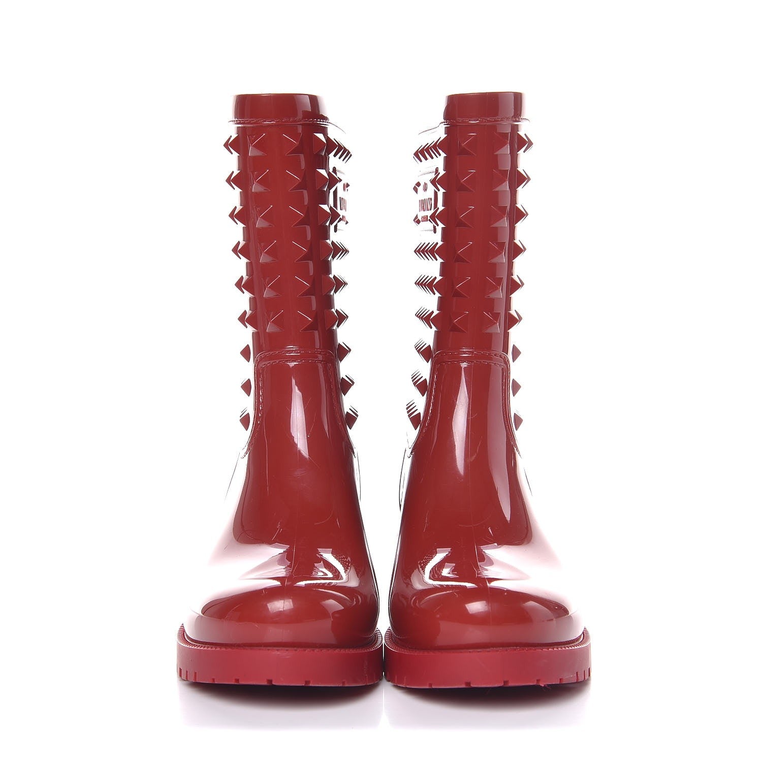 Valentino Garavani Rubber Rockstud Short Rainboots 39 Red 2 of 7