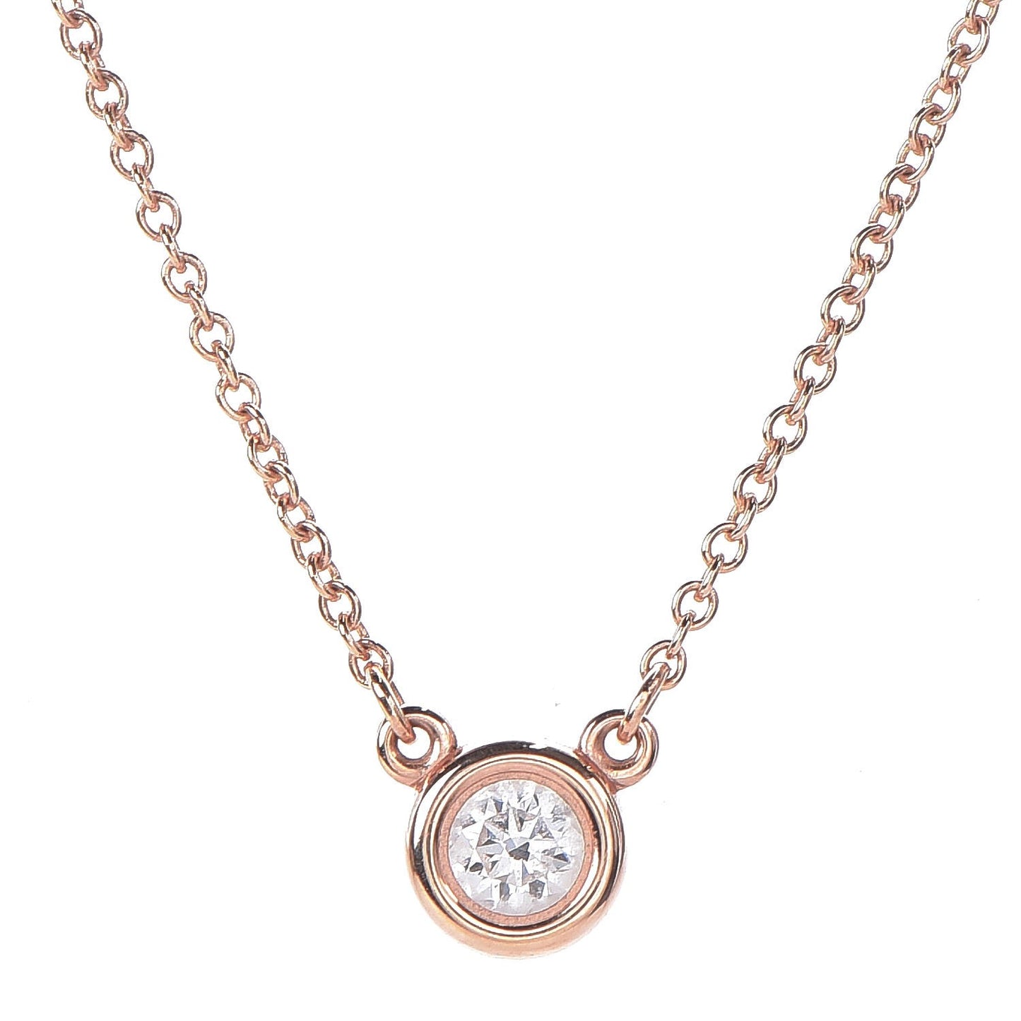 18K Rose Gold Diamond .17ct Elsa Peretti Diamonds by the Yard Pendant Necklace