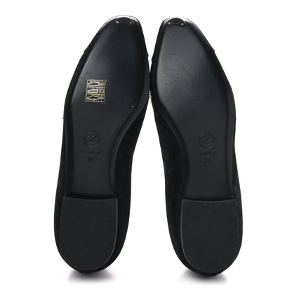 Chanel Suede Calfskin Grosgrain Crystal Star Mocassin Loafers 38 Black 6 of 9