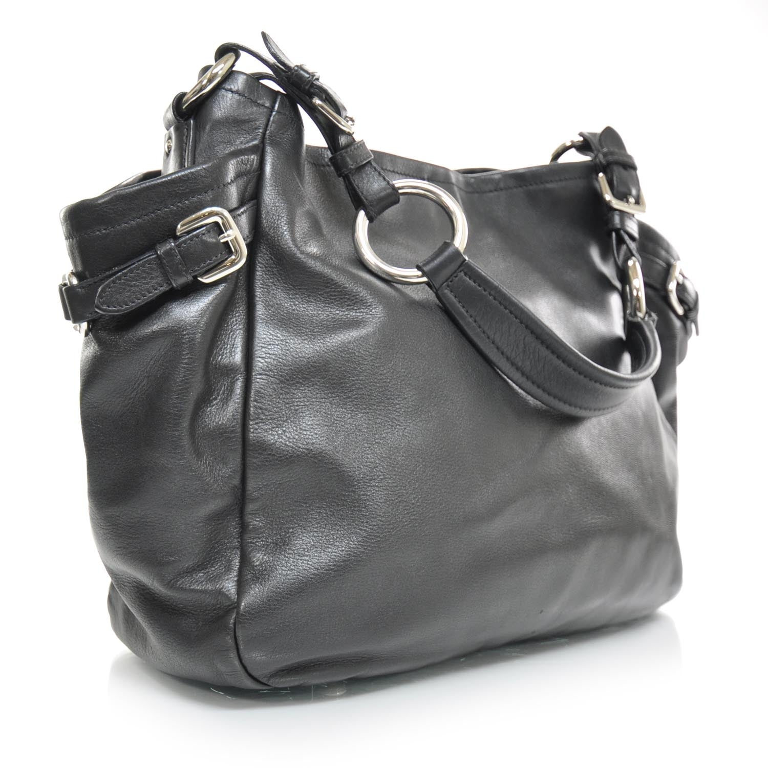 Prada Calfskin Leather Hobo Bag Nero Black 3 of 10