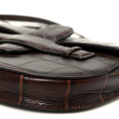 Celine Crocodile Embossed Calfskin Mini Symmetrical Bag Brown 10 of 10