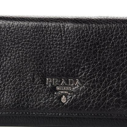 Prada Vitello Daino Continental Flap Wallet Black 8 of 11