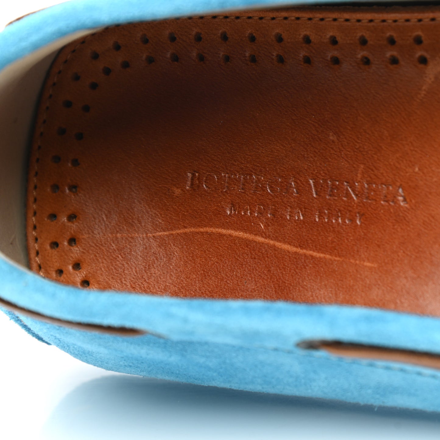 Suede Intrecciato Wave Driver Moccasin Loafers 44 Light Blue