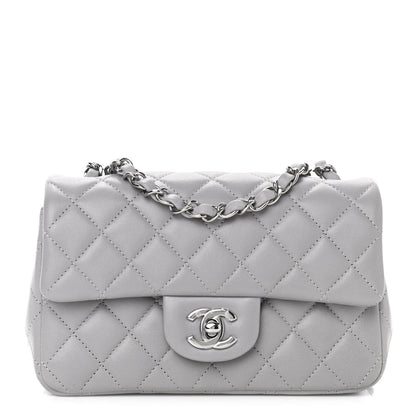 Chanel Lambskin Quilted Mini Rectangular Flap Grey 1 of 9