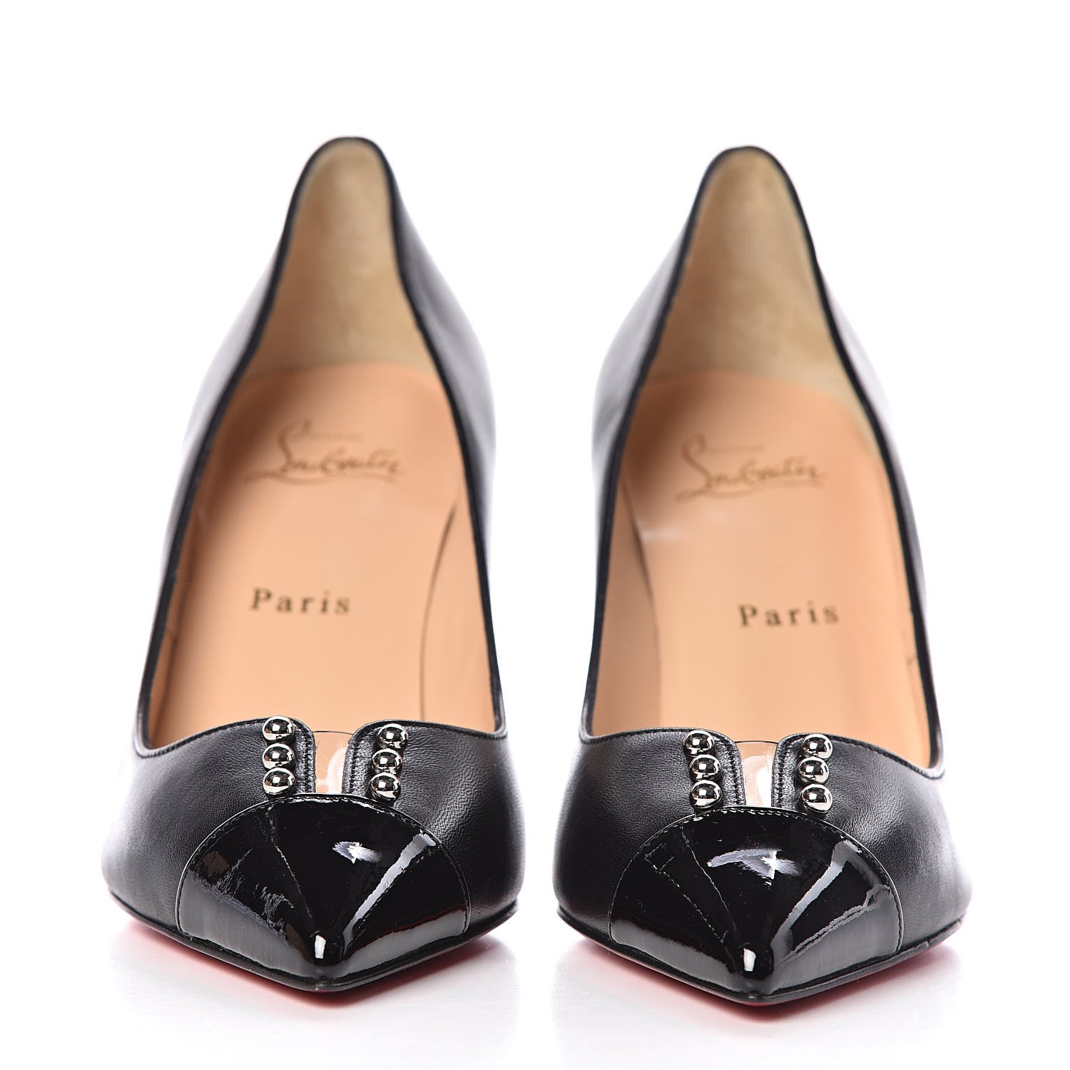 Christian Louboutin Nappa Patent Studded Predupump 85 Pumps 38 Black 2 of 8