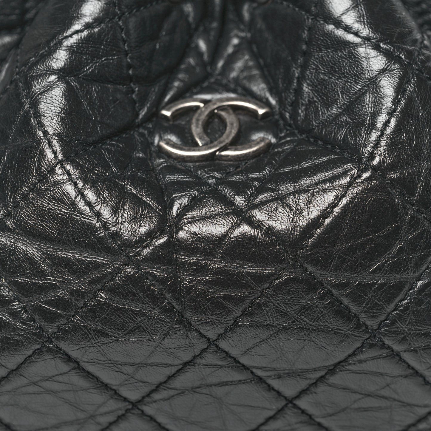 Aged Calfskin Quilted Small Gabrielle Backpack Black