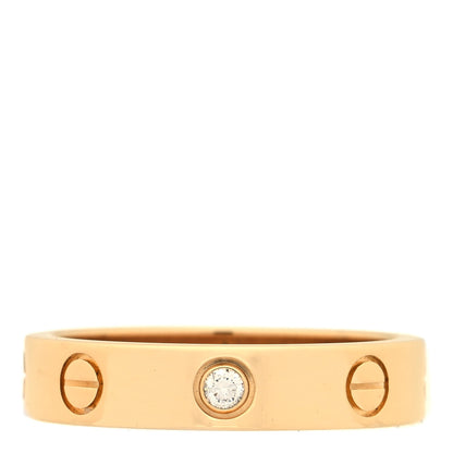 Cartier 18K Yellow Gold Diamond 4mm LOVE Wedding Band Ring 51 5.75 1 of 4