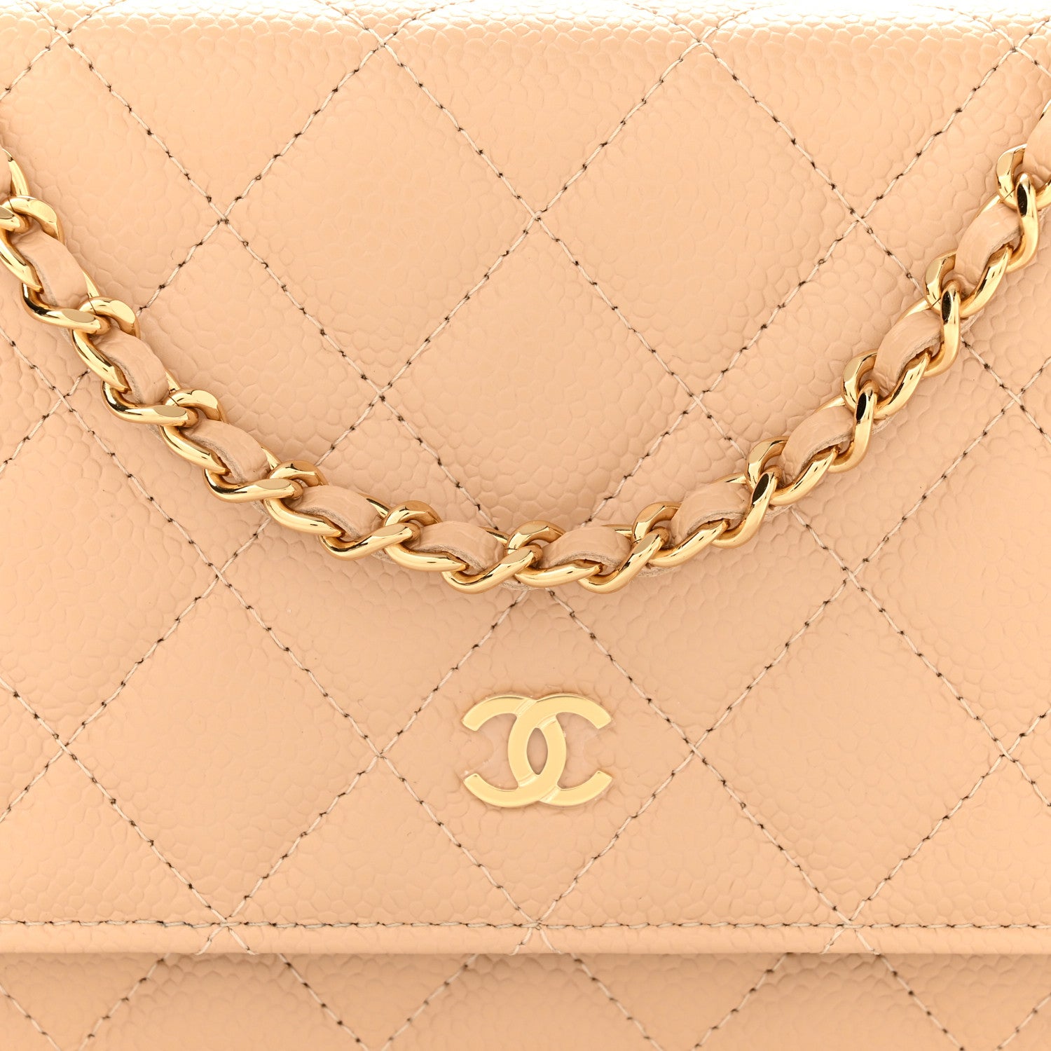 Chanel Caviar Quilted Wallet On Chain WOC Beige 9 of 11