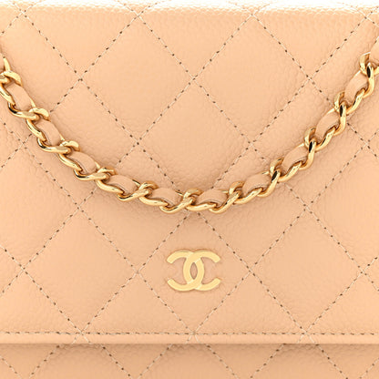 Chanel Caviar Quilted Wallet On Chain WOC Beige 9 of 11