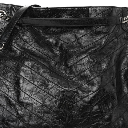 Saint Laurent Crinkled Calfskin Matelasse Monogram Niki Shopper Tote Black 7 of 9