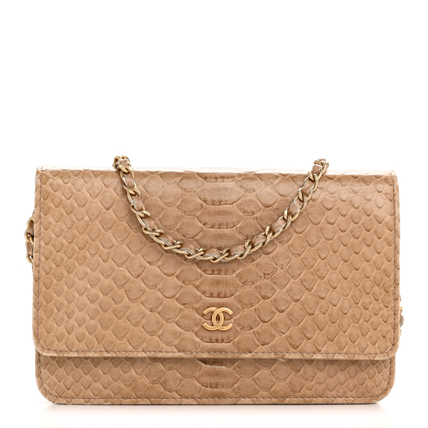 Snakeskin Wallet On Chain WOC Beige