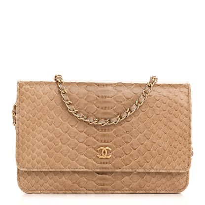 Chanel Snakeskin Wallet On Chain WOC Beige 1 of 15
