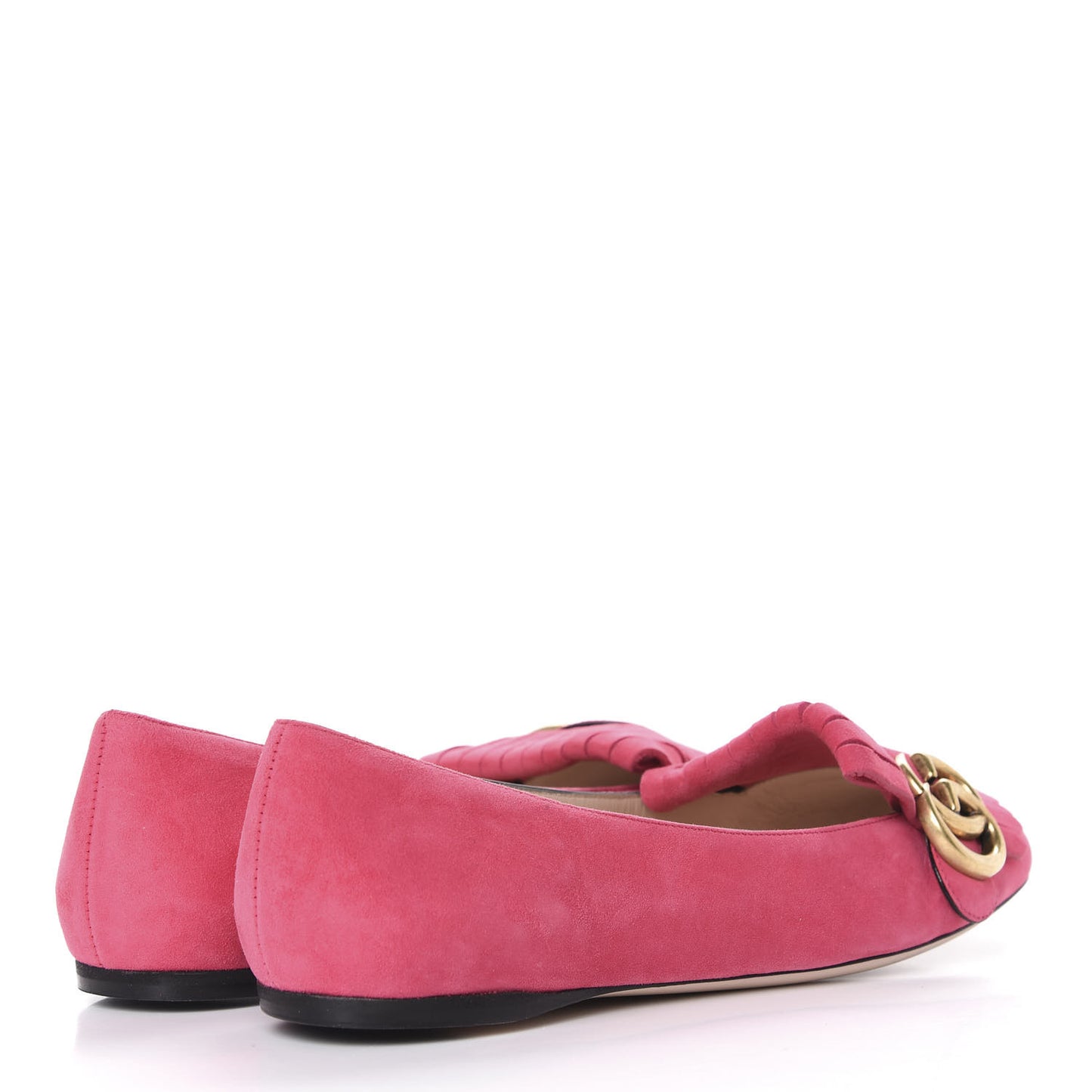 Kid Scamosciato GG Marmont Fringe Flats 37.5 Hot Pink