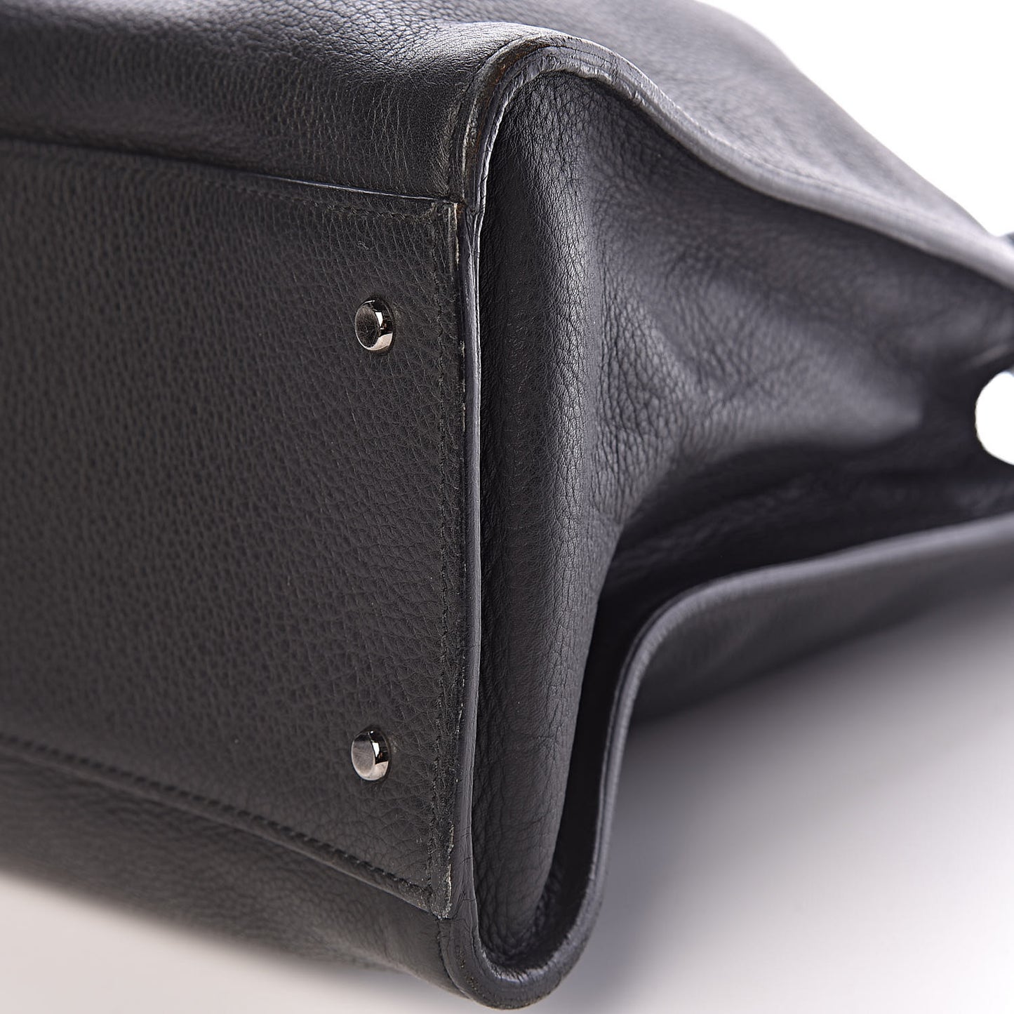 Grained Calfskin Large Shoulder Bag Black