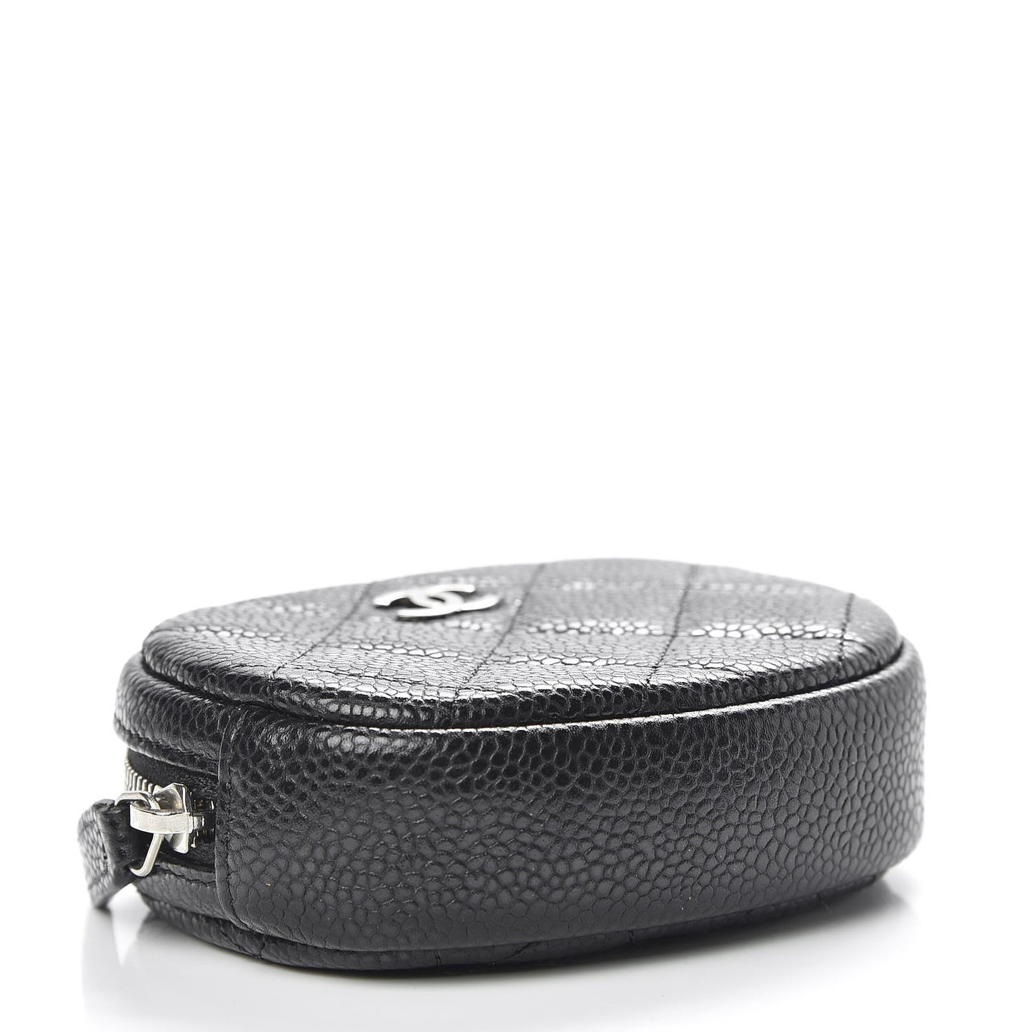 Metallic Caviar Quilted Zip Around Classic Coin Purse Black