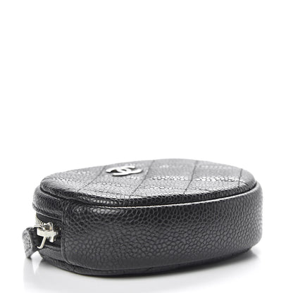 Chanel Metallic Caviar Quilted Zip Around Classic Coin Purse Black 5 of 9