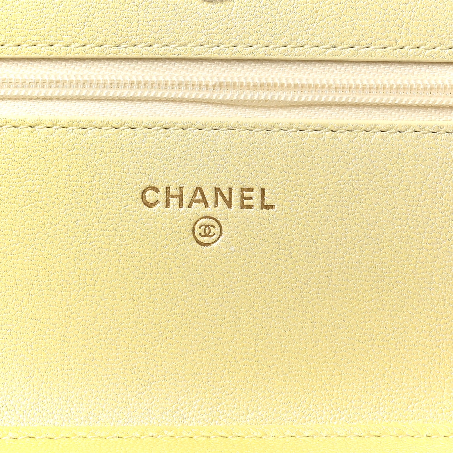 Chanel Iridescent Goatskin Quilted Wallet on Chain WOC Light Yellow 7 of 10