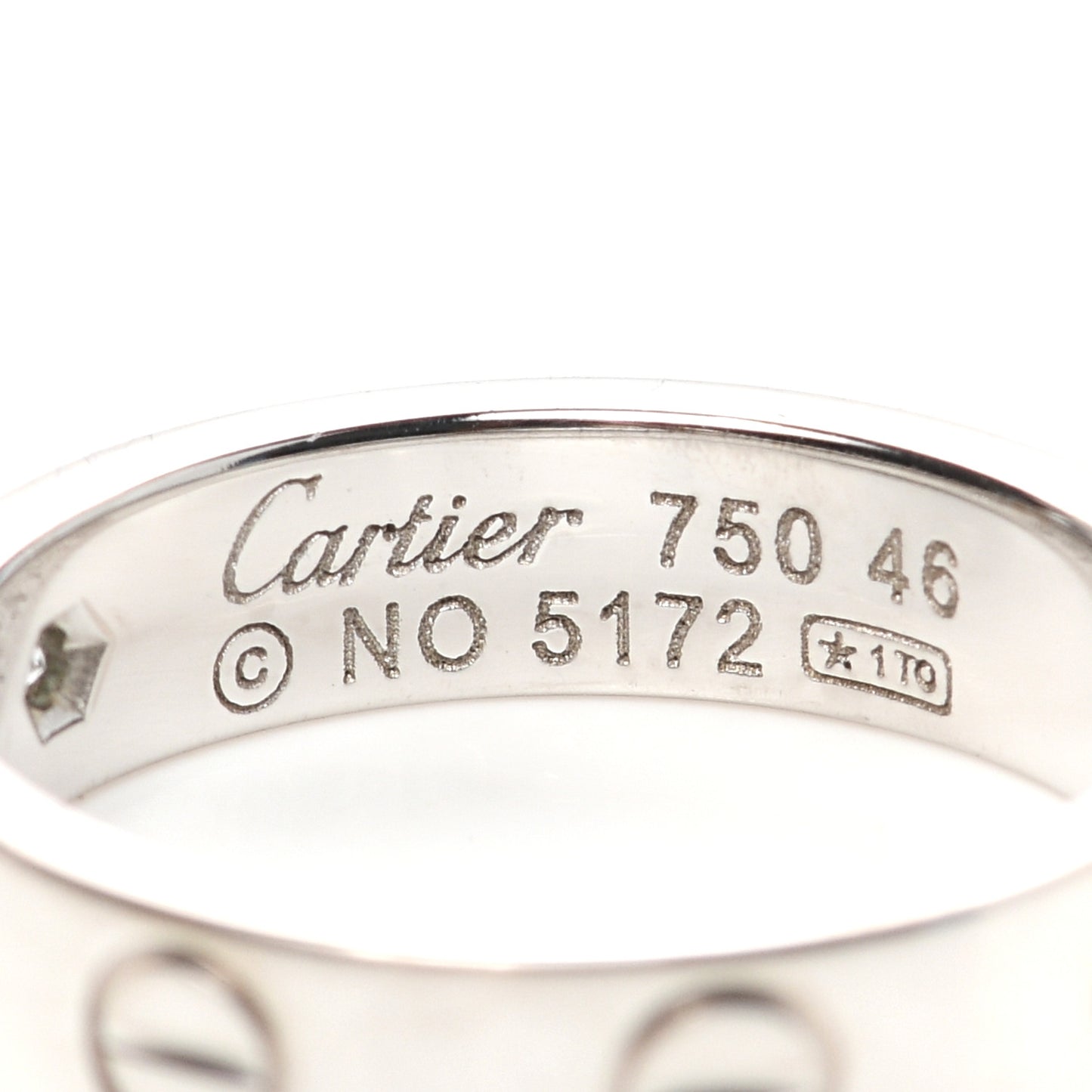 18K White Gold Diamond 4mm LOVE Wedding Band Ring 46 3.75