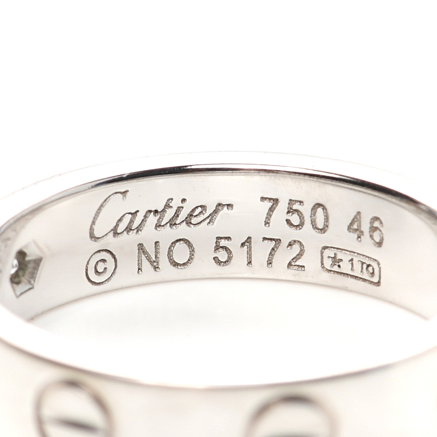 Cartier 18K White Gold Diamond 4mm LOVE Wedding Band Ring 46 3.75 8 of 8