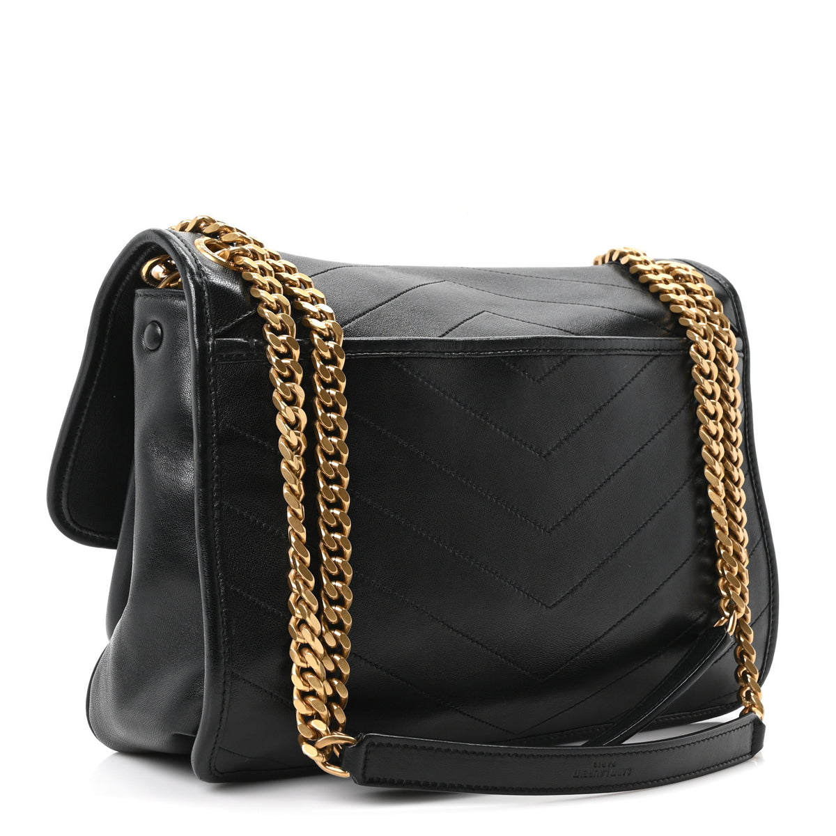 Lambskin Matelasse Monogram Medium Niki Chain Satchel Black