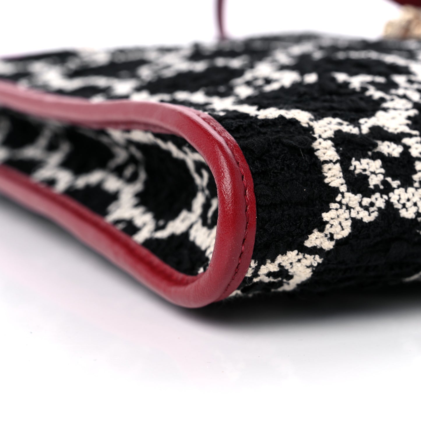Tweed GG Monogram Large Rajah Chain Tote Romantic Cherry Black White