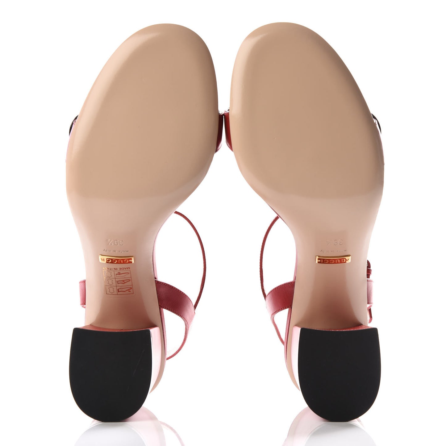 Lifford Calfskin GG Marmont Ankle Wrap 75mm Sandals 39.5 Hibiscus Red