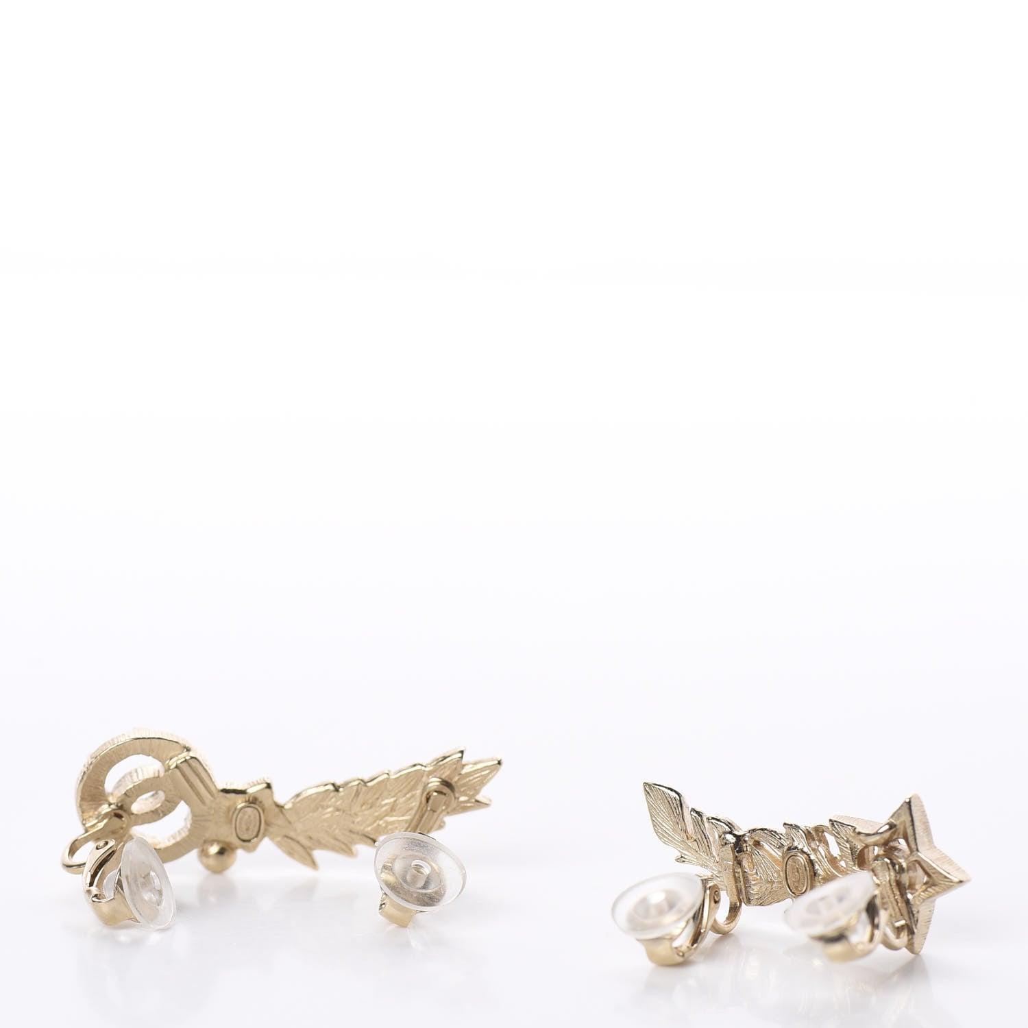 Chanel Feather Star CC Clip On Earrings Gold 3 of 4