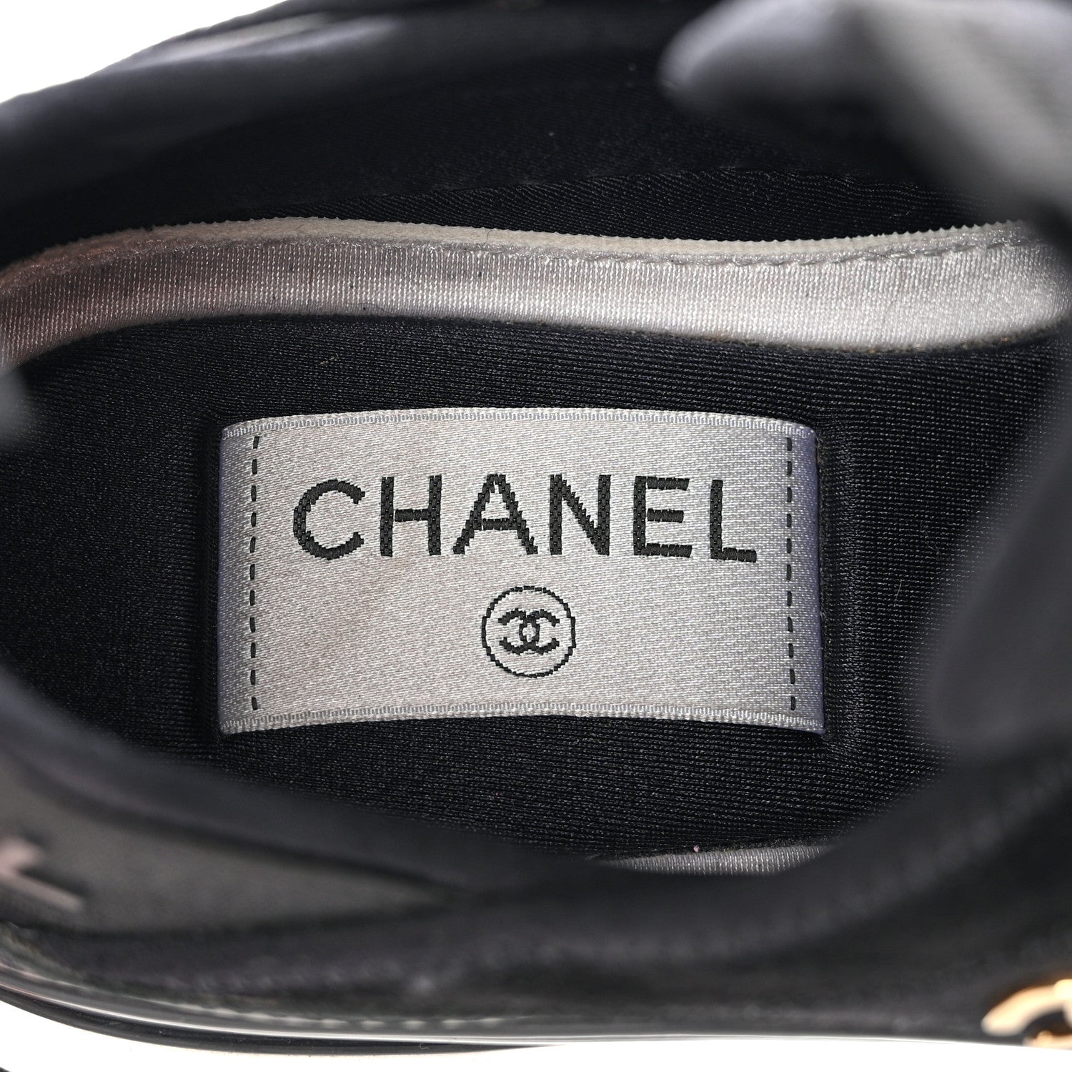 Chanel Velvet Calfskin Mixed Fibers CC Sneakers 36.5 Black 7 of 9