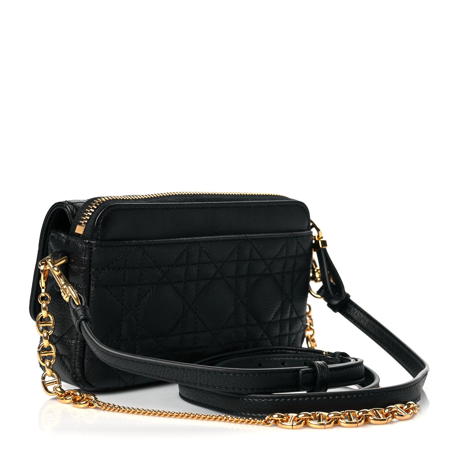 Christian Dior Supple Calfskin Cannage Caro Pouch with Chain Black 3 of 10