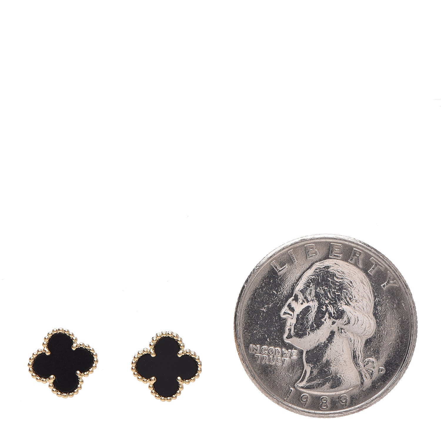 Van Cleef & Arpels 18K Yellow Gold Black Onyx Sweet Alhambra Earrings 2 of 5