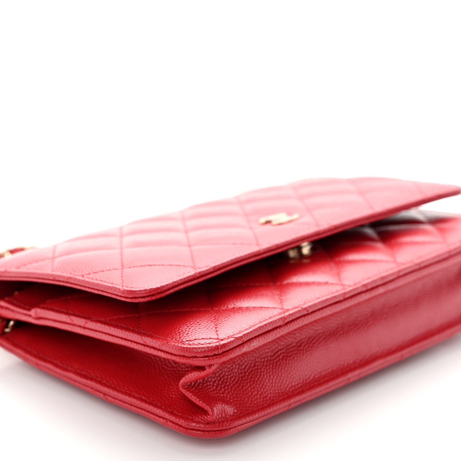 Chanel Caviar Quilted Wallet on Chain WOC Red 10 of 12