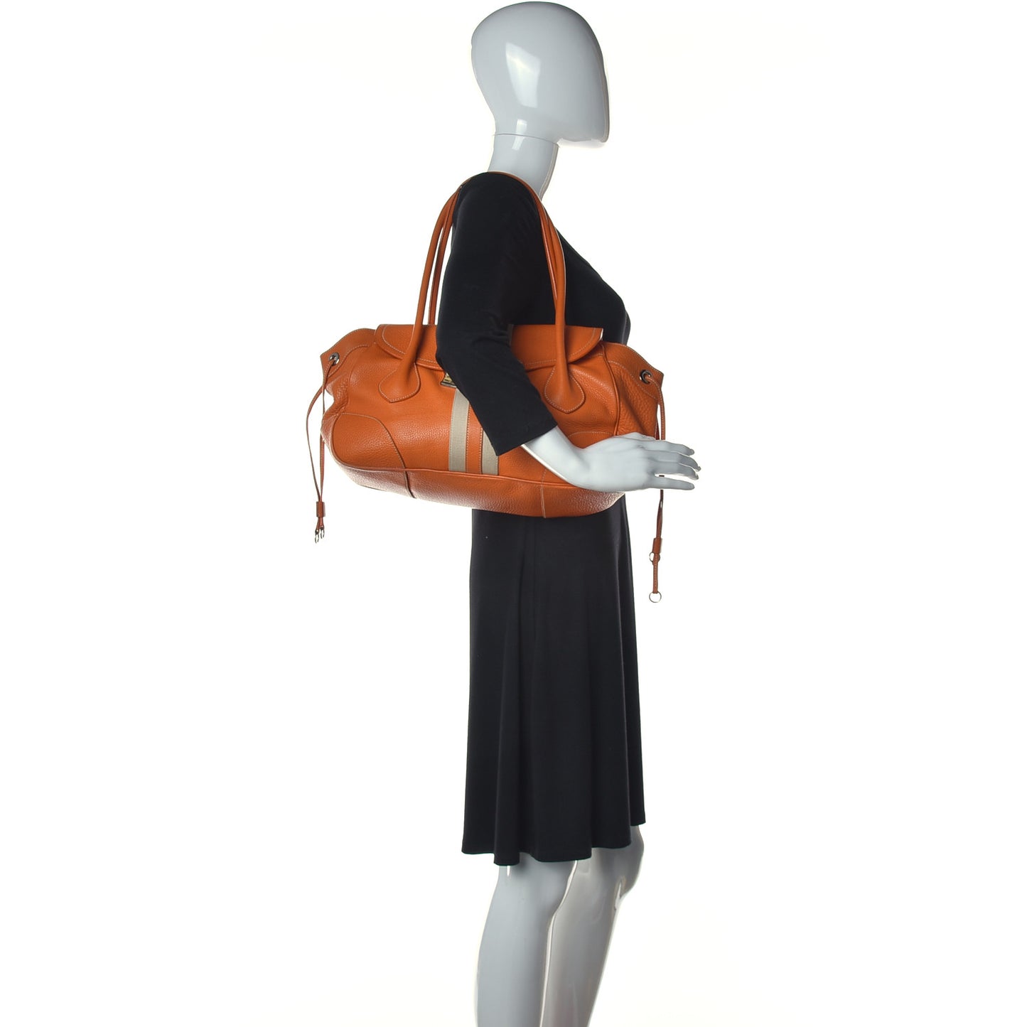 Vitello Daino Lizard Shoulder Bag Orange