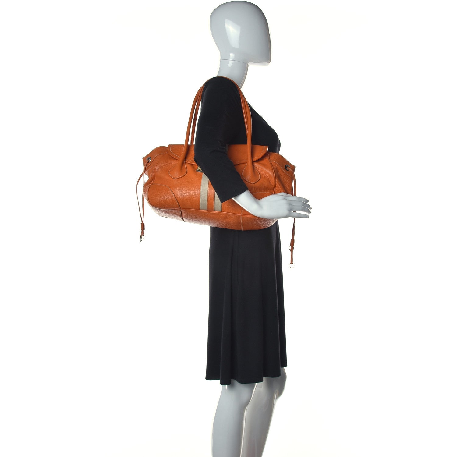 Prada Vitello Daino Lizard Shoulder Bag Orange 2 of 16