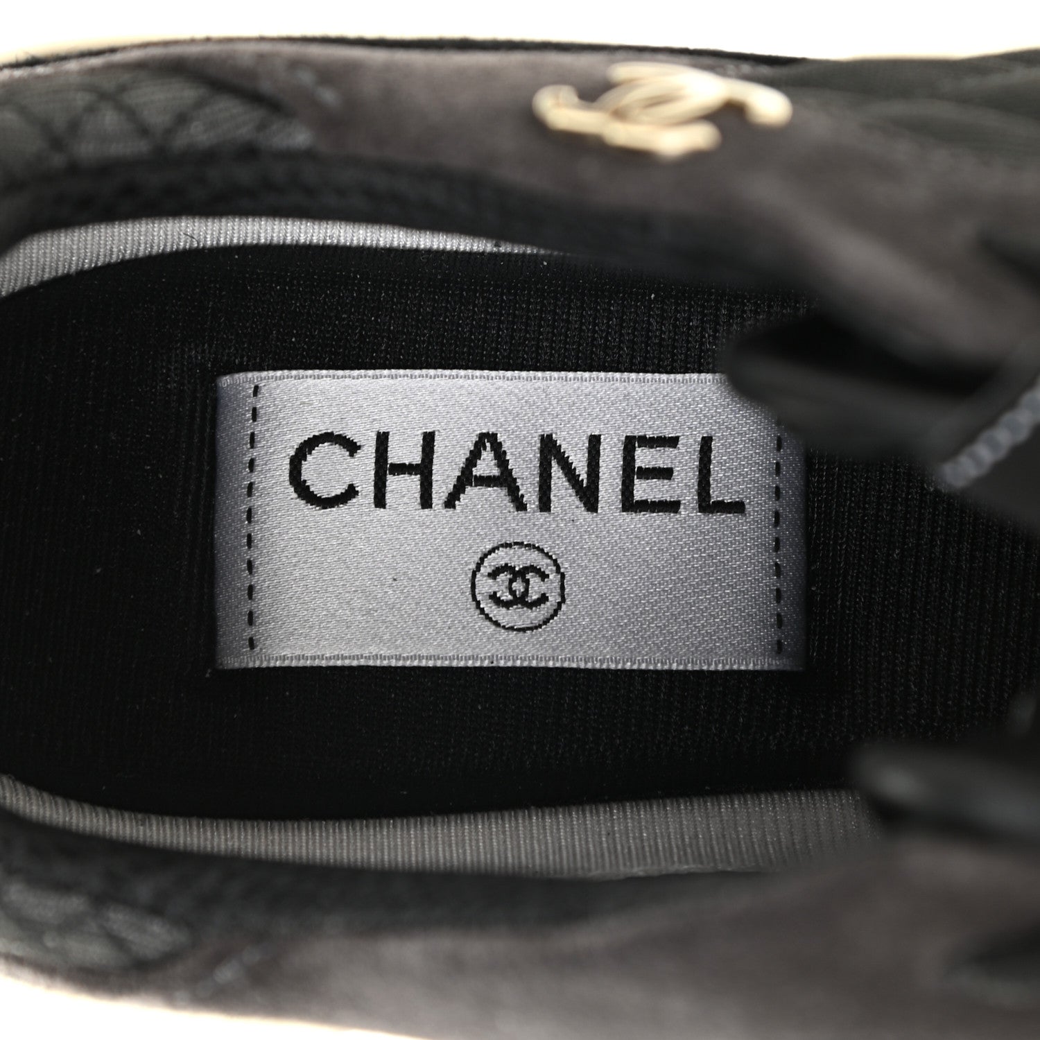 Chanel Mesh Suede Calfskin Quilted Sneakers 39 Black Dark Grey 6 of 10